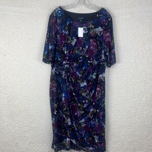NWT Connected Apparel Womens Multicolor Floral Faux Wrap Sheath Dress Size 18W